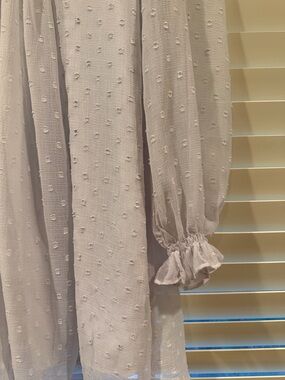 Zara Soft off white Textured Long Sleeve Dress